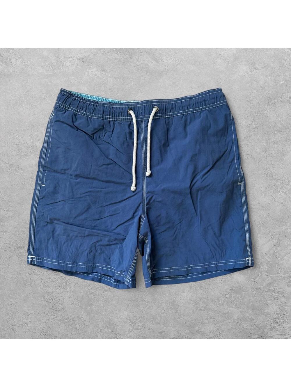 J.Crew "The Original Trunk" Navy Blue Contrast Stitch Swim Trunks - Sz S
